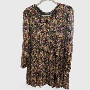 Zara printed sheer tiered dress. Color red & white , size XXL. Long sleeves.